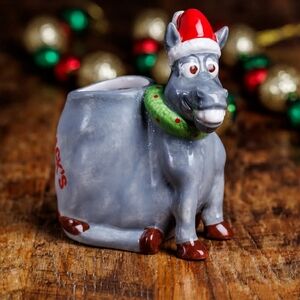 Festive Gray Donkey Mug with Santa Hat